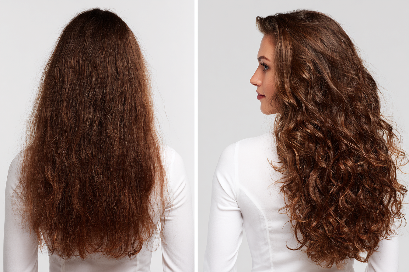 Hair transformation before and after AI analysis