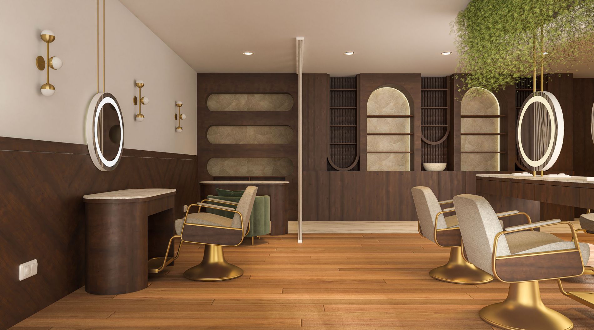Interior de um salão de beleza moderno e acolhedor